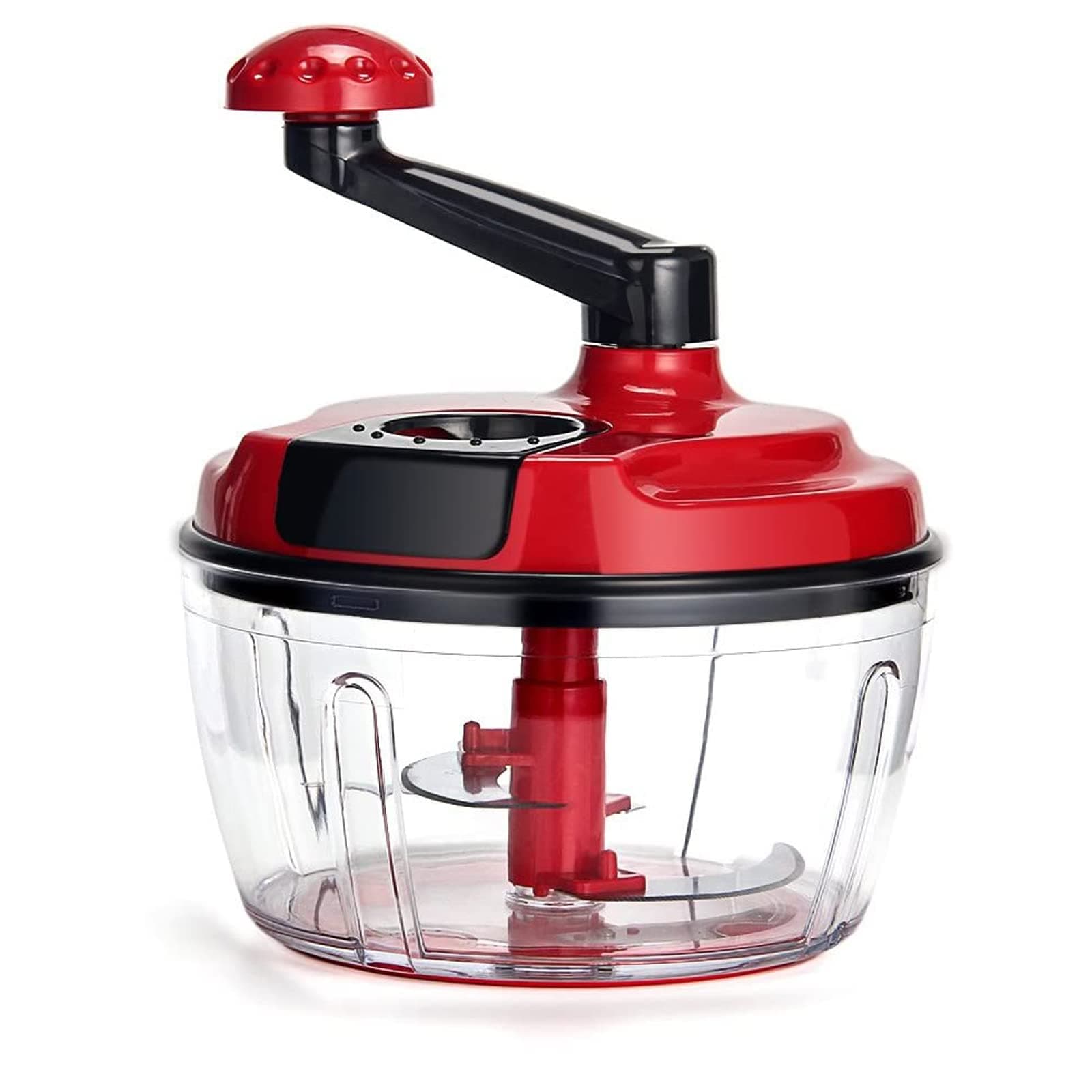 Multi-Functional Manual Food Processor,8 Cup Hand-powered Crank Chopper,Mincer Blender with Clear Container,for Vegetables Meat Fruits Nuts Herbs Onions