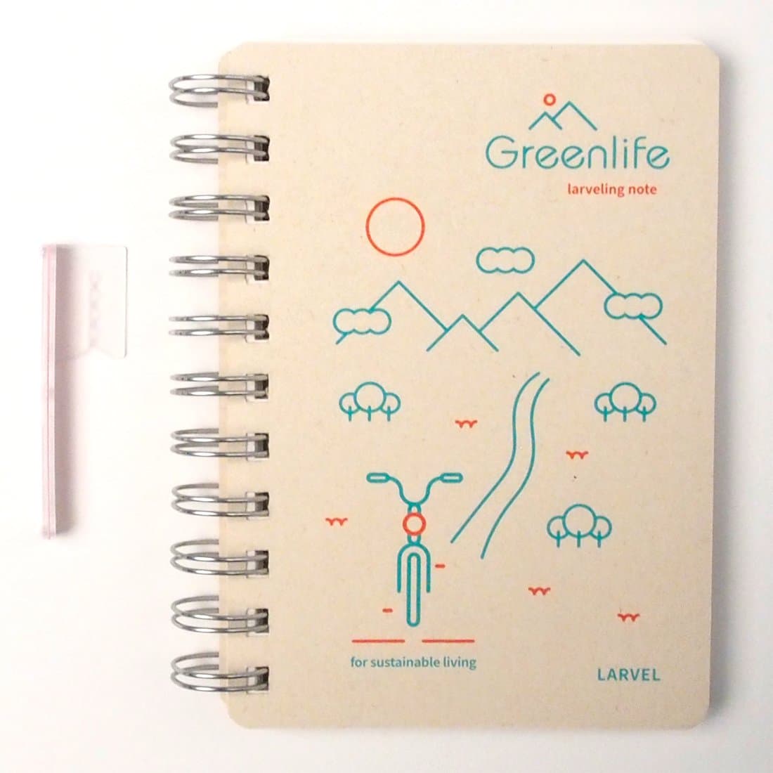 Larvelling Greenlife Wirebound Notebook A6 Size, Labelling Wirebound Notebook, Spring Notebook with Larvel Stick