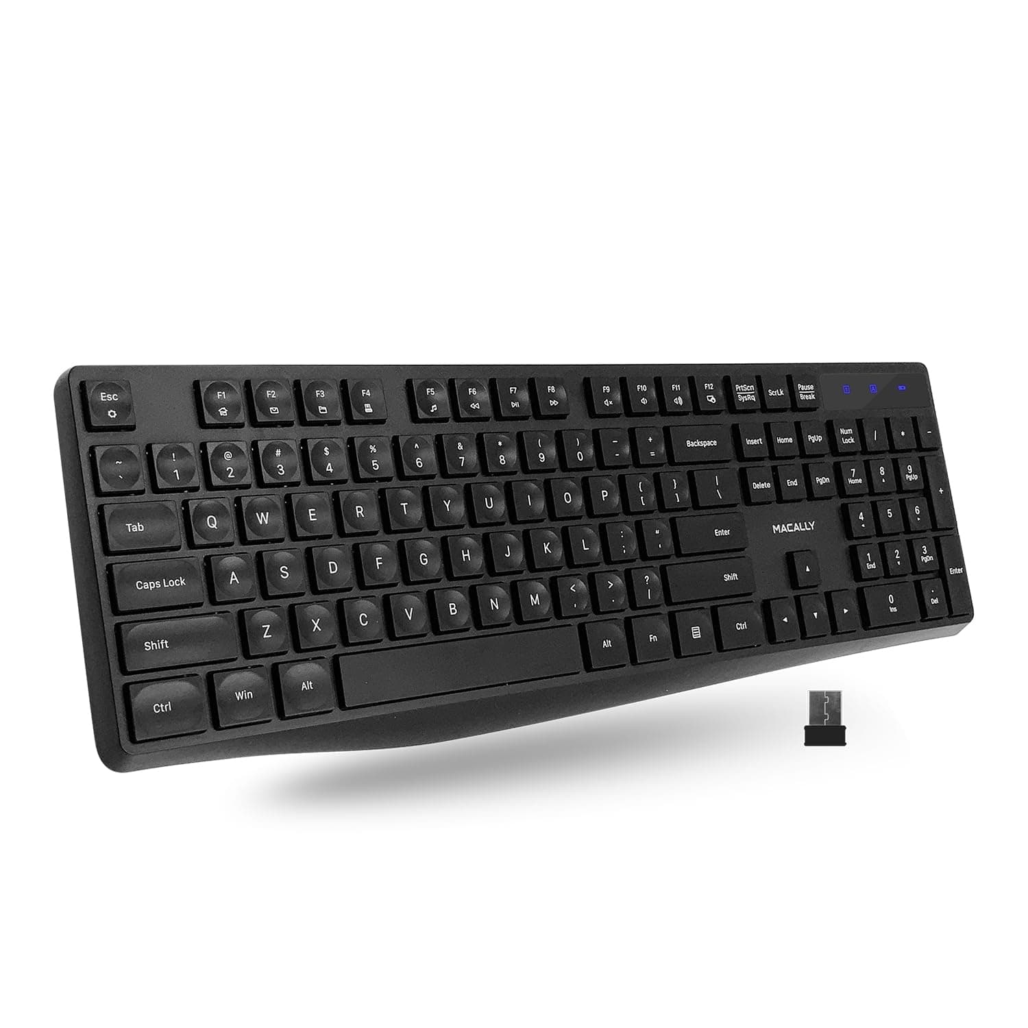 2.4G USB Wireless Keyboard for Laptop or Computer - Full Size Keyboard with Numeric Keypad & 13 Shortcut Keys - for Windows Devices with USB Port - Simple & Easy to Use PC Keyboard Wireless