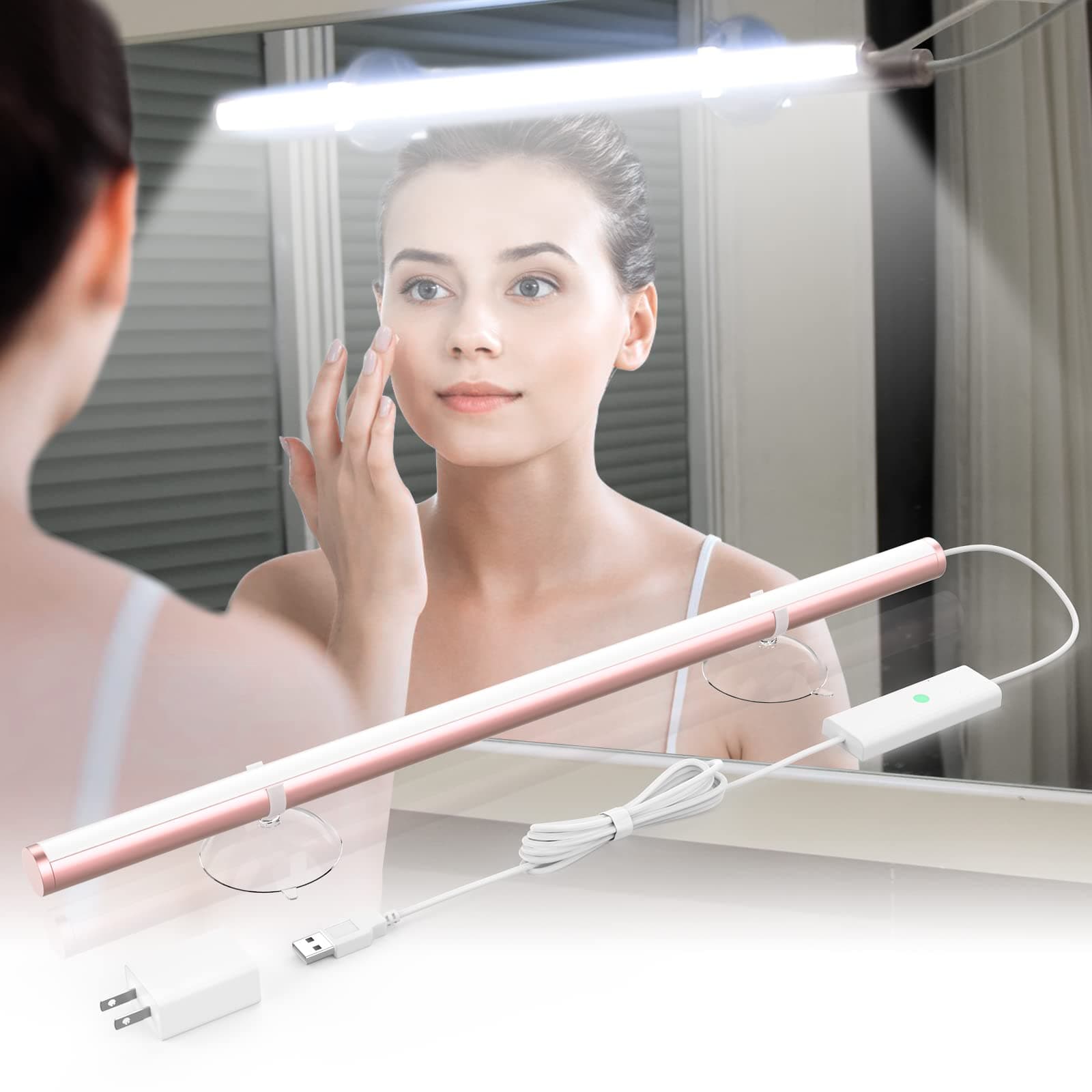wobsionVanity Lights,Led Lights for Mirror,Dimmable Mirror Lights for Makeup,Daylight Portable Makeup Light, USB Adapter Makeup Lighting,360°Adjustable,12inch,IP 40,Perfect for Bathroom Mirror