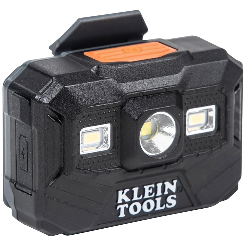 Klein Tools 56062 Rechargeable Headlamp and Worklight, LED Headlight for Klein Hardhats, 300 Lumen, All-Day Runtime, 3 Modes HIGH LOW BOOST
