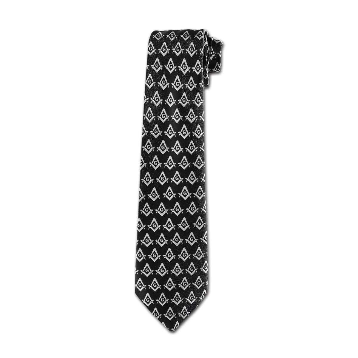 The Masonic ExchangeSquare & Compass Neck Tie - [Black & Silver]