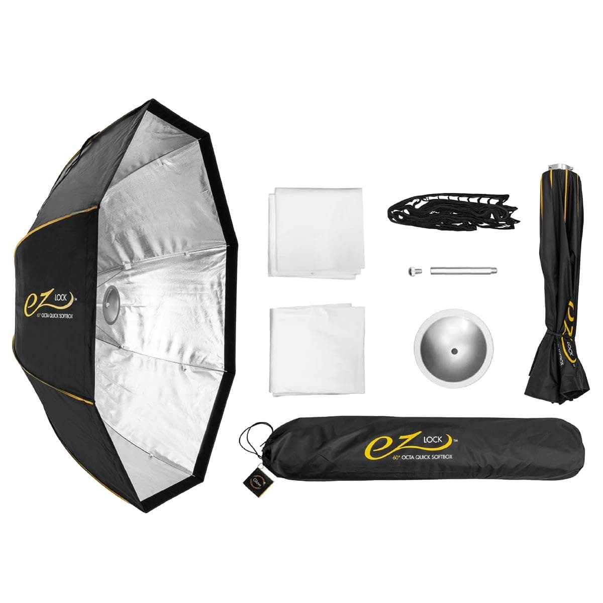 Glow EZ Lock 60" Octa Small Quick Softbox, Eight-Sided Parabolic Softbox Opens Up and Closes Down Easily, this Bowens Mount Softbox with Quick Speedring Swap is an Ideal Speedlight Soft