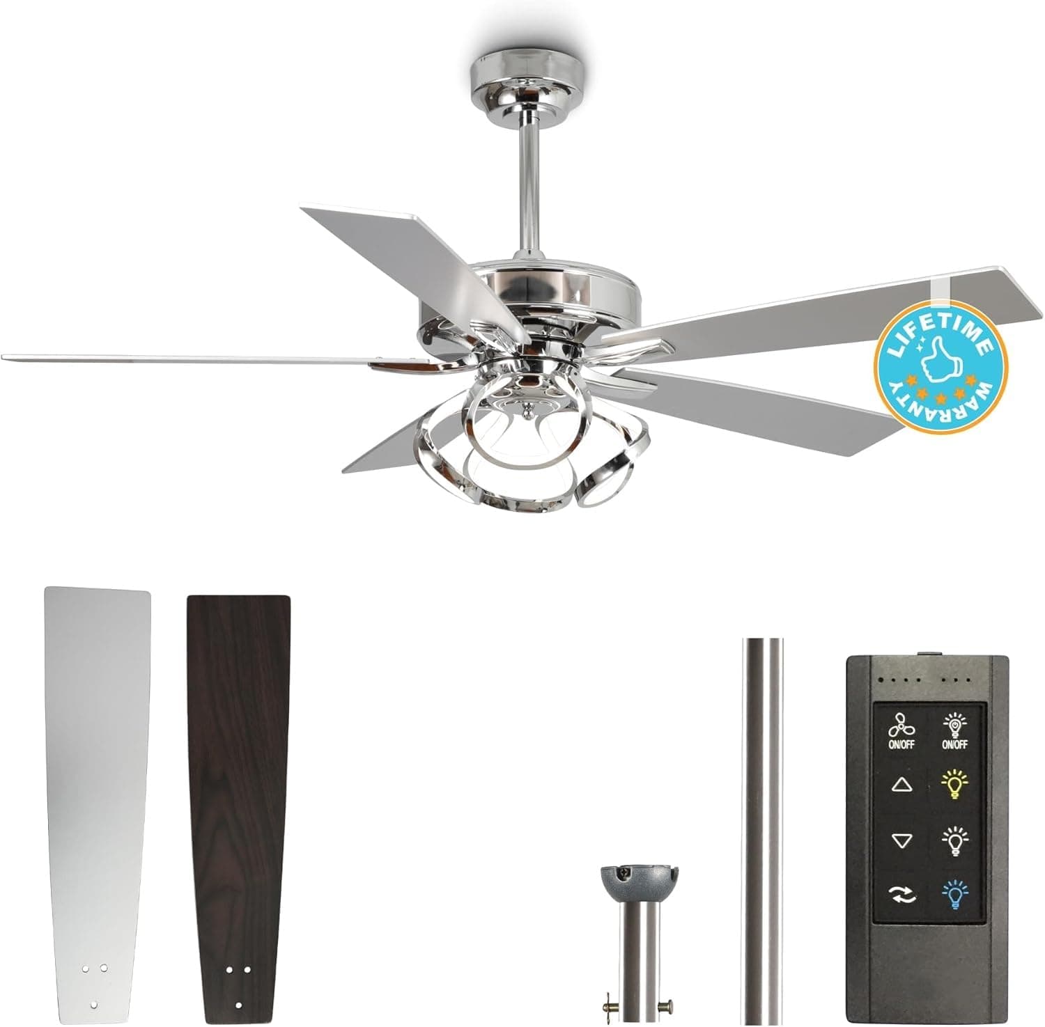52 Inch Low Profile Flush Mount Ceiling Fan with Lights and Remote - Dimmable LED Ceiling Fans with Light, 3 Color Tones, Quiet Reversible DC Motor, 6 Speeds, 8H Timer, Easy Install