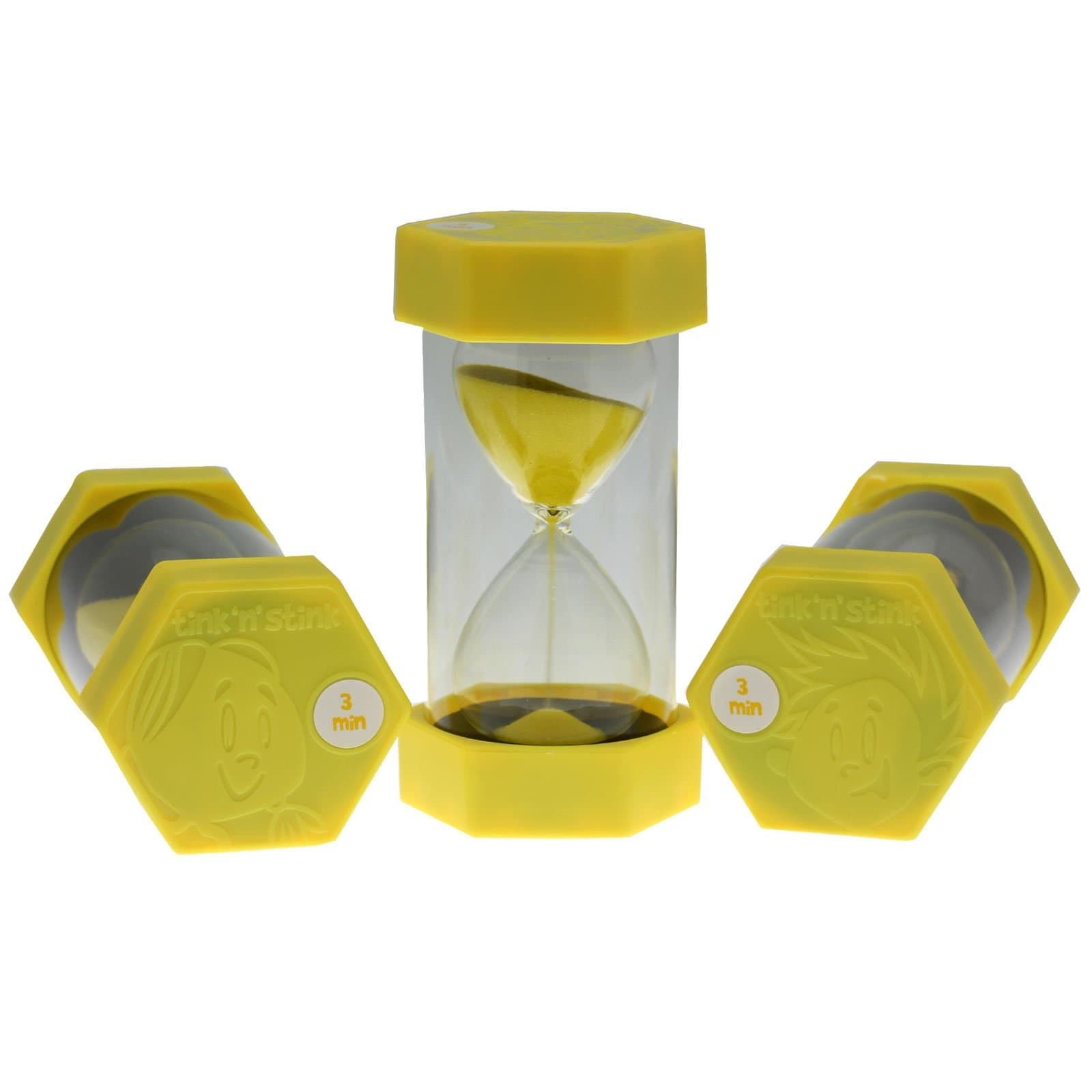 – Large Sand Timer 3 Minute Yellow Hourglass with Robust End Caps Quiet Time Management Classroom Games Home Office…