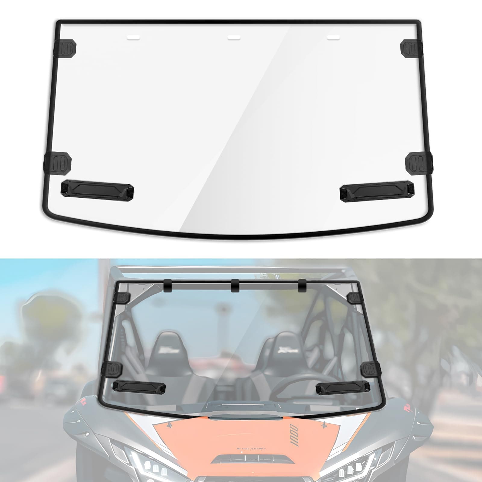 Full Windshield for Kawasaki Teryx KRX 1000, Front Vented Windshield Hard Coated Polycarbonate Scratch Resistant Window for Kawasaki Teryx KRX 1000 2020 2021 2022 2023 2024 Accessories