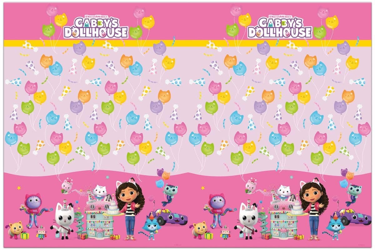 Procos Gabby's Dollhouse Tablecloth, Rectangular, Multicolor, Fabric, Tablecloth, 120 x 180 cm, Whimsical, Multicolored, Gabby's Dollhouse