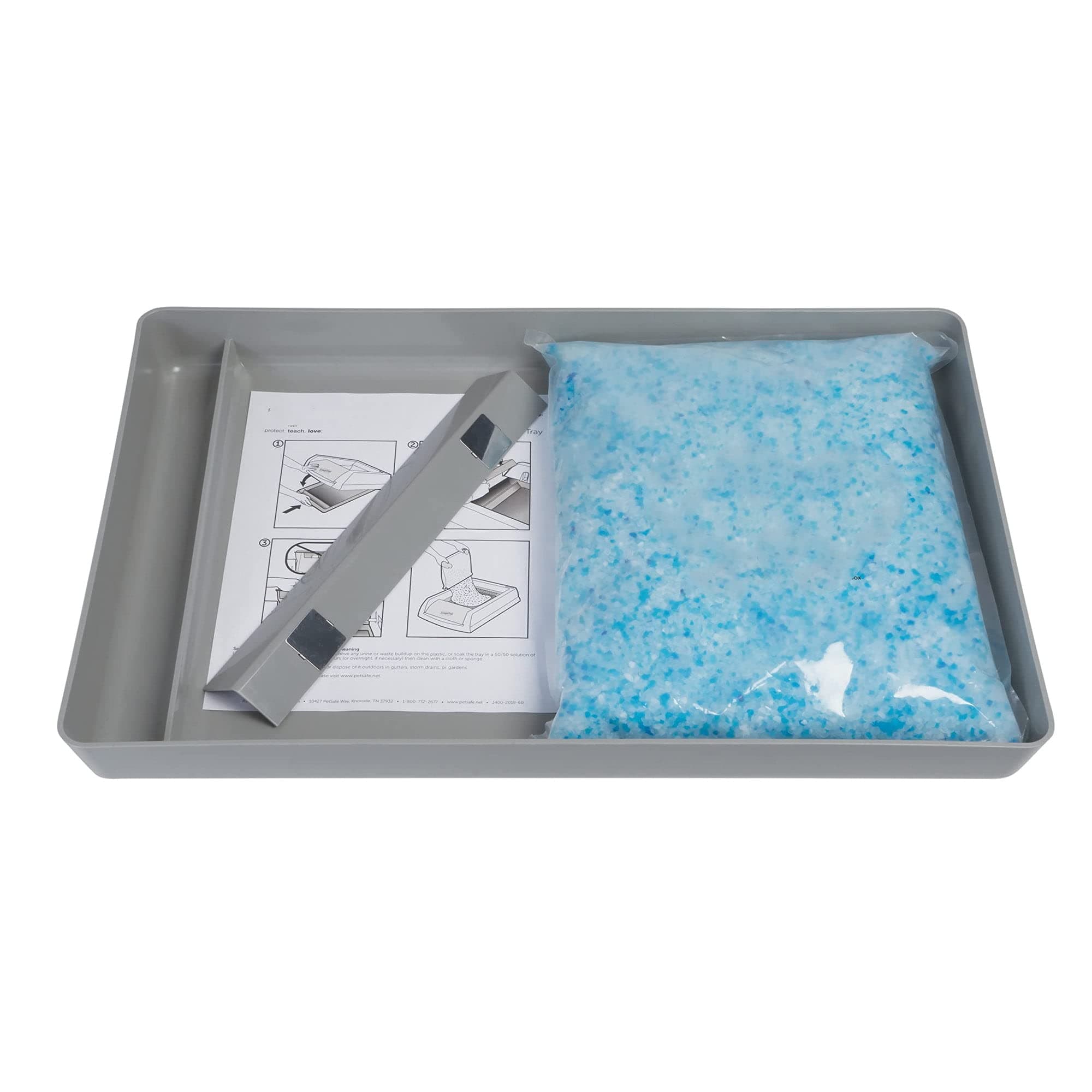 Scoopless Reusable Tray for Cat Litter Box - Includes 4.5 lbs of Premium Blue Non-Caking Crystal Litter - Compatible with All Scoopless Self-Cleaning Litter Boxes