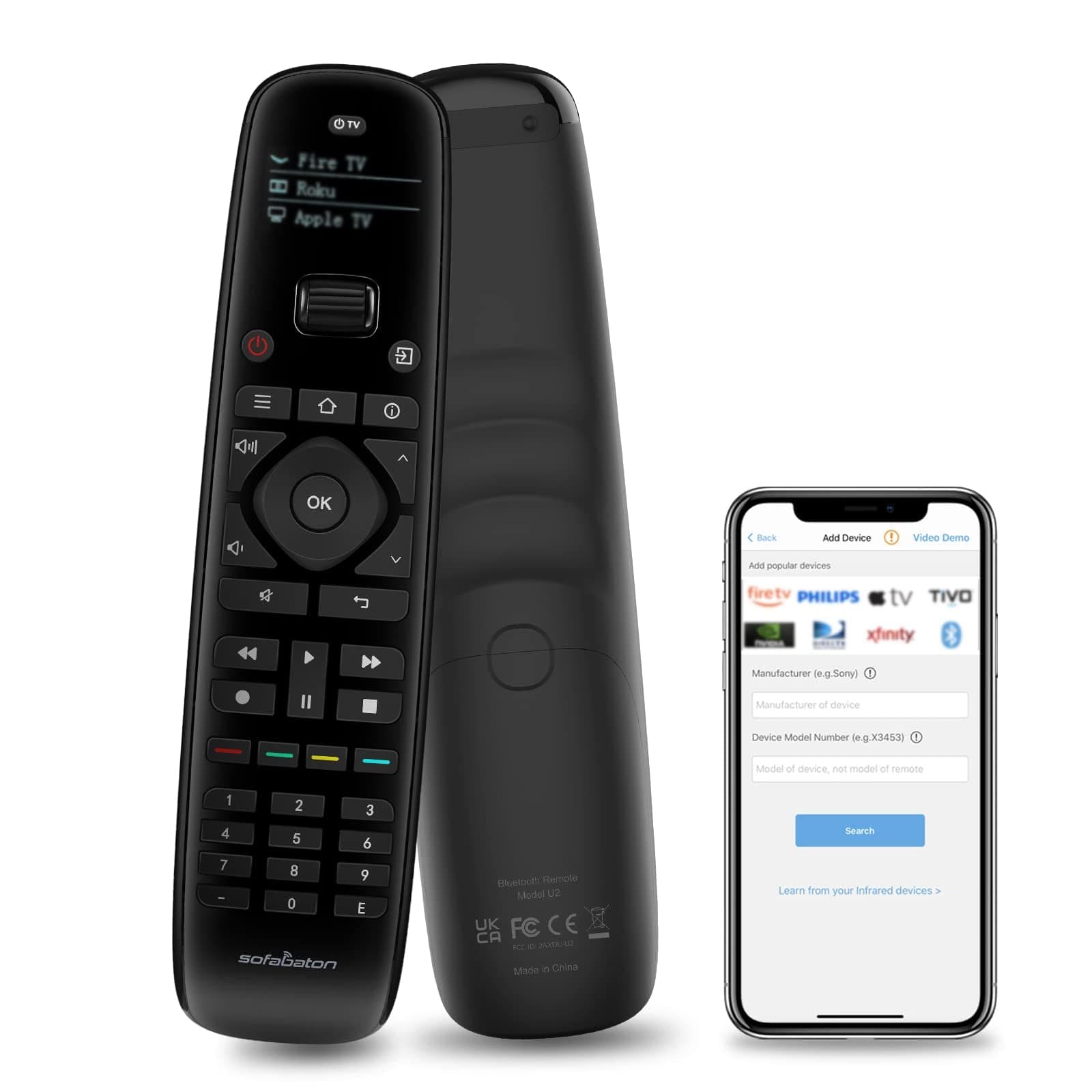 SofaBaton U2 Universal Remote Control - Smart Universal Remote with APP for TV DVD STB Projector Compatible with Samsung LG Netflix SKY Q