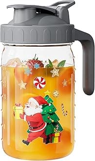 Christmas Elements Breast Milk Pitcher, Mason Jar 32 oz, Heavy Duty Wide Mouth Jar with Grey Flip Cap Lid and Pour Spout, Airtight Seal for Freshness and Convenience, Great for Cold Beverages
