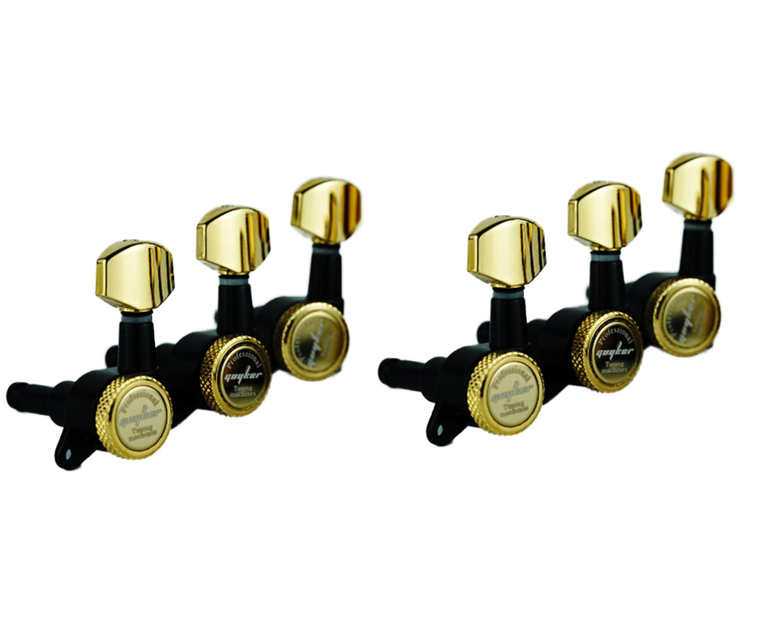 Guyker Guitar Locking Tuners (6 for Left) - 1:18 Lock String Tuning Key Pegs Machine Head Replacement for ST TL SG LP Style Electric, Folk or Acoustic Guitars - Gold+Black