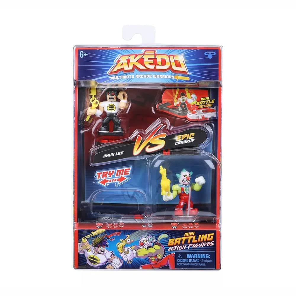 Akedo Ultimate Arcade Warriors Versus Pack Chux Lee Vs Crackup Mini Battling Action Figures Ready, Fight, Split Strike, 5.56 X 10.8 X 8.79 Cm - Kids, Multicolor