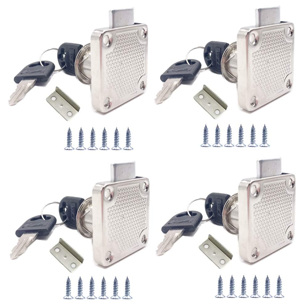 4 Sets Security Drawer Locks - Zinc Alloy Cam Lock for Mailbox, Drawer, Cupboard, Cabinet