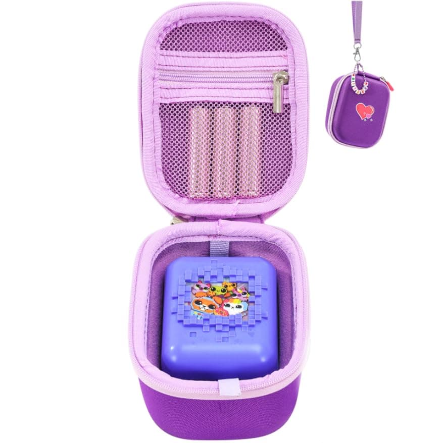 Hard Carrying Case for Bitzee Interactive Toy Digital Pet, Protective Storage Travel Bag Holder for Kids Bitzee Virtual Electronic Pets Accessories, DIY Letter Cubes Included -Purple