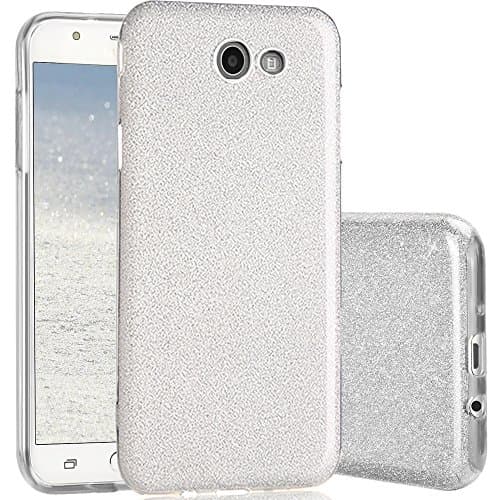 Galaxy J7 Prime 2017 Case,Galaxy J7 Sky Pro Case, J7 Perx Case, Galaxy J7 V case,Amagle Back Cover Shinning Protective Bumper Bling Glitter Case for Samsung Galaxy J7(2017) Silver