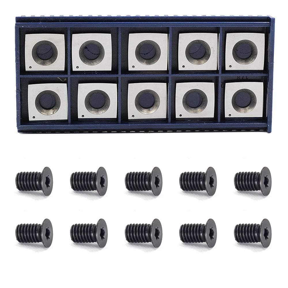 2" Face Radius R-50mm Wood Working Carbide Cutter inserts(15X15X2.5-4 edge corner radius,Pack of 10 with 10pcs Screws, Fits Planer/Helical Cutter Head and Wood Turning Tools
