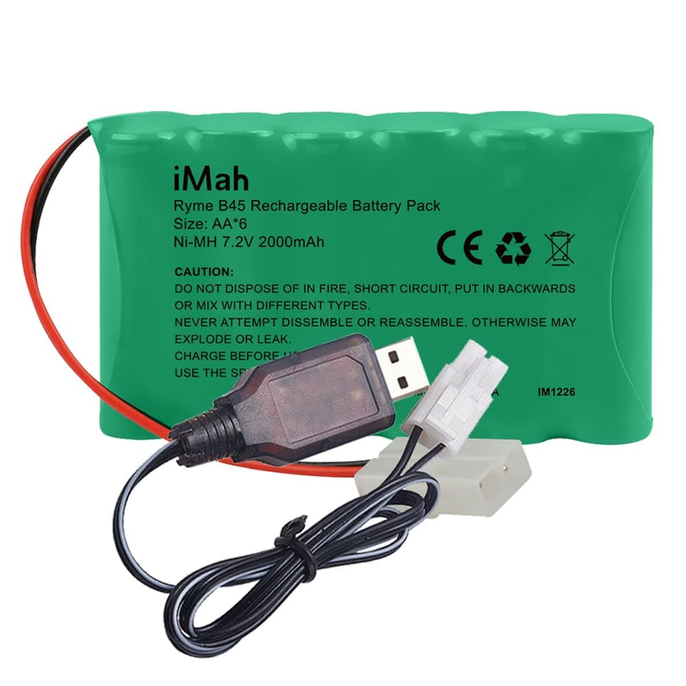 iMah AA 7.2V RC Battery Pack with USB Battery Charger Standard Tamiya Plug for Remote Control Cars | 7.2V 2000mAh Ni-MH High Capacity