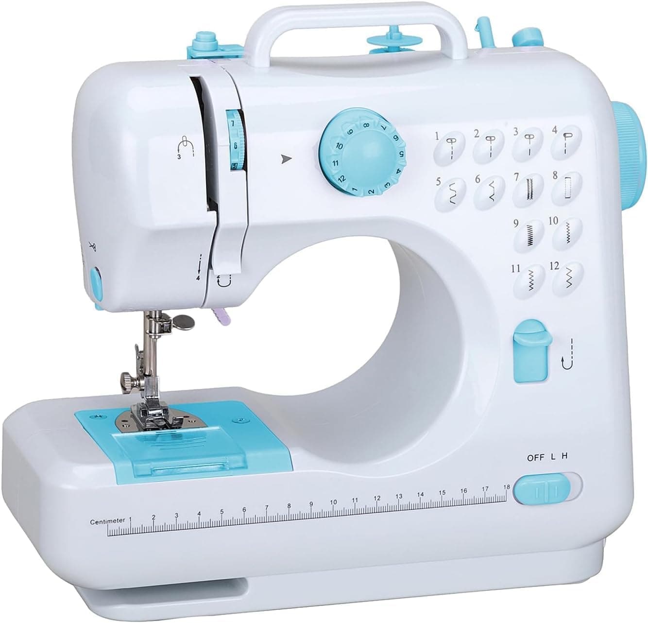 TDOO Sewing Machine Portable mini Electric Sewing Machine for beginners 12 Built-in Stitches 2 Speed with Foot Pedal，Light, Storage Drawer-Blue