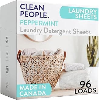 The Clean People Laundry Detergent Sheets - Laundry Soap - Ultra Concentrated, Recyclable Packaging, Stain Fighting - Peppermint, 96 Pack