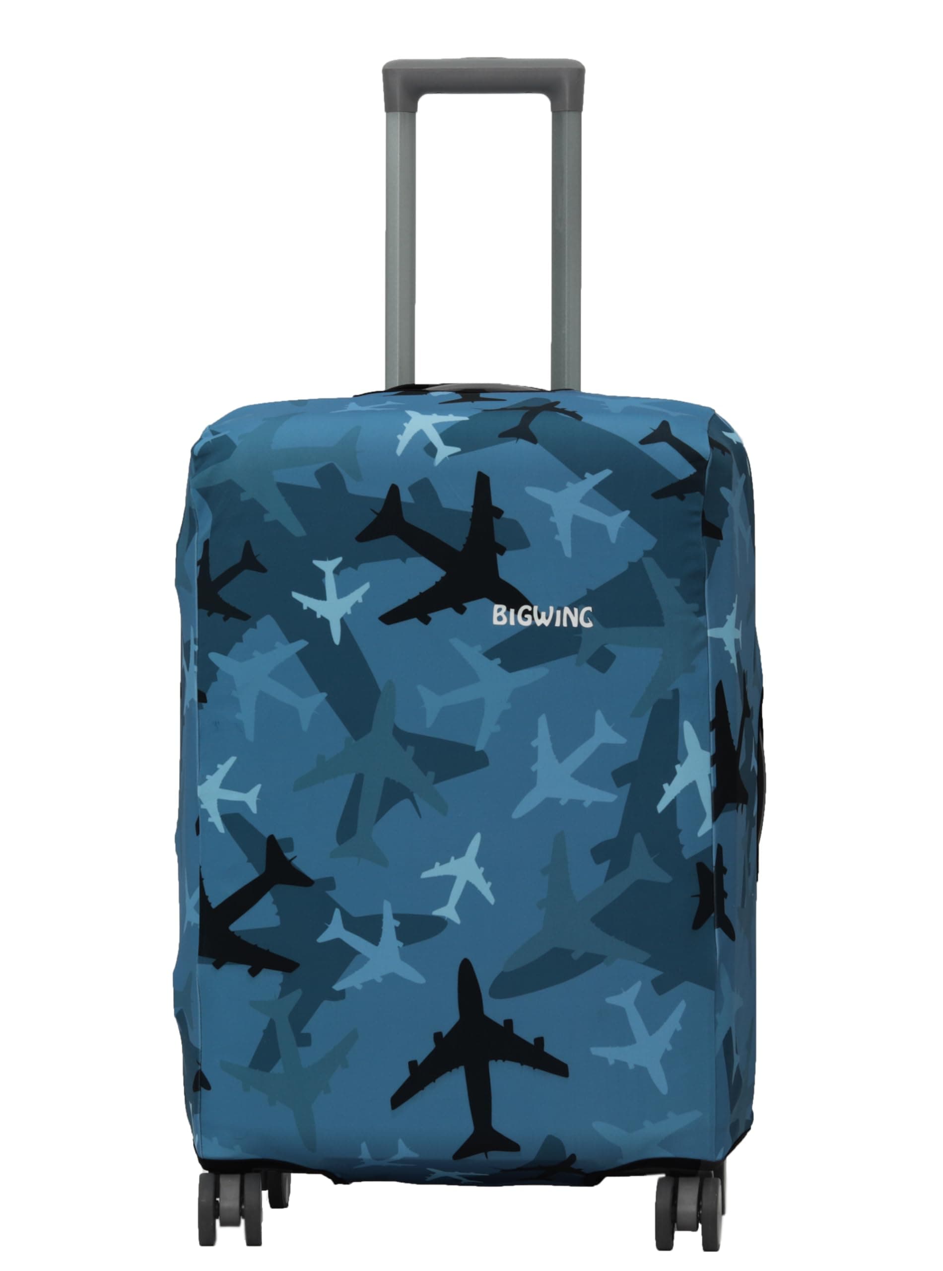 Protective Cover in Polyester Fabric with Plane Print for | 24' Inch 65 cm Medium Size | Hard Luggage Trolley Bag Cover (Fits Only On Fiber/Plastic Trolley Bag)