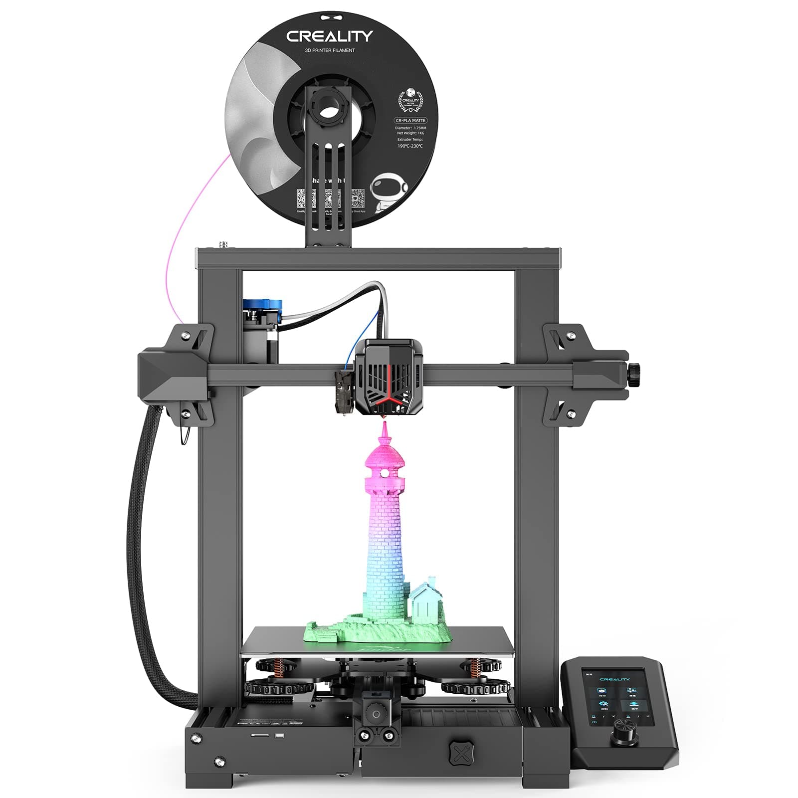 Official Creality Ender 3 V2 3D Printer Upgraded with Silent Motherboard, Meanwell Power Supply,Tempered Carborundum Glass Plate and Resume Printing 220x220x250mm, Intergrated Structure 3D Printer