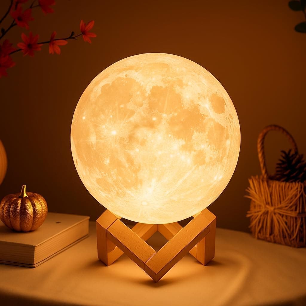 Mydethun Moon Light Night Light for Kids Gift for Women Moon Lamp USB Charging and Touch Control Brightness Two Tone Warm and Cool White Lunar Lamp (12cm )