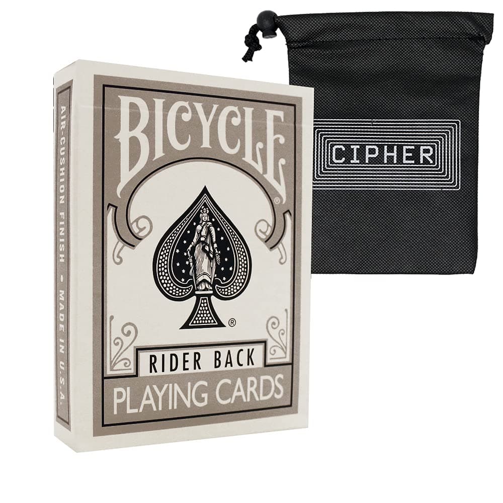 Silver Coloured Bicycle Playing Cards - Classic Rider Back Design- Includes Cipher Playing Cards Bag