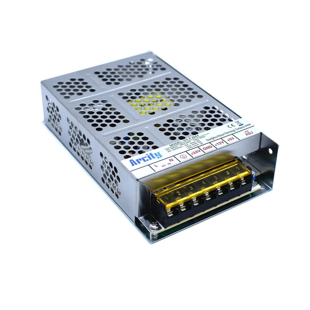 Arcity 5V 12V 24V Output Switching Power Supply Unit Adjustable Video Multi Game Machine Console Cocktail CCTV Computer DIY Horizontal New (+5V/8A +12V/8A +24V/3A)