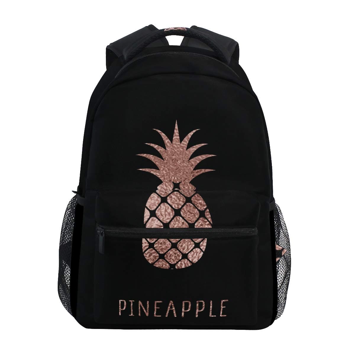 JOYPRINT Backpack Rose Gold Pineapple Pattern Shoulder Bag Daypack Travel Hiking for Boys Girls Men Women