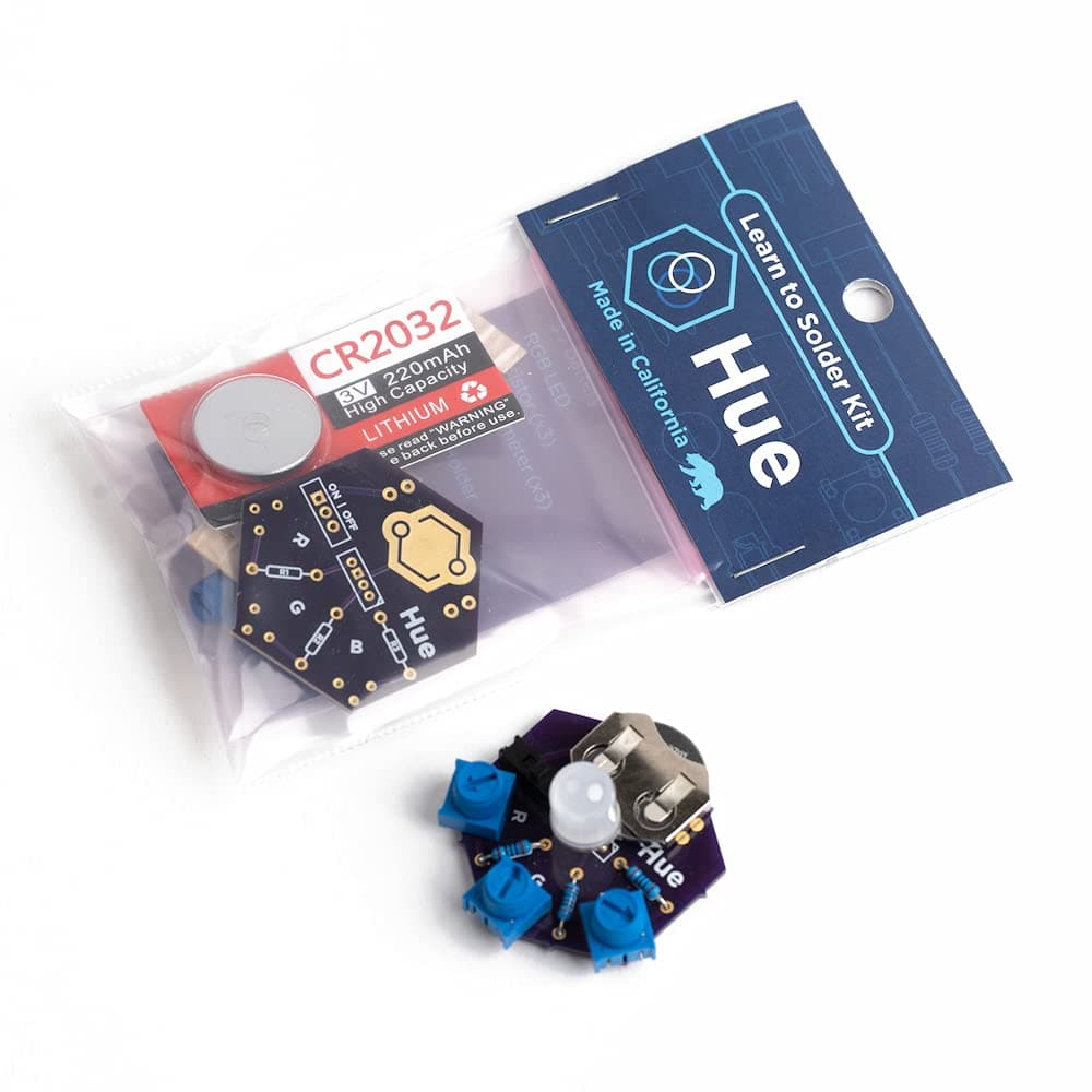 Hue Soldering Kit | DIY Electronics Projects for Beginners | Practice for Students, STEM Classes & Events | Science Project Electronic RGB LED Light Circuit Board with Battery