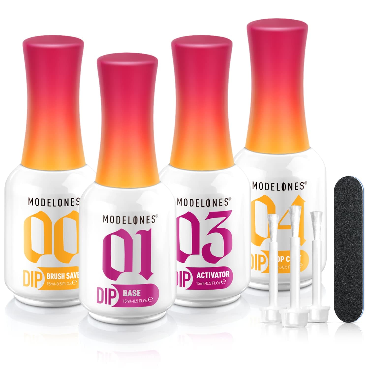 Dip Powder Liquid Set 4+4 Pcs, Dip Powder System Set with Base Coat/Top Coat/Activator/Brush Saver/Manicure Tools for Nail Kit Art DIY Salon - 15ml/0.5oz