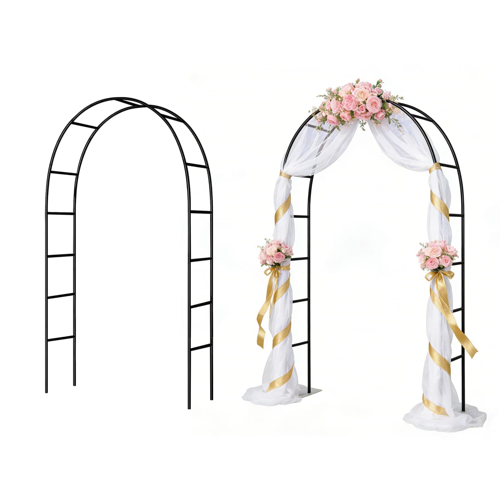 7.9 Ft H x 4.6 Ft W 2 Pack Metal Pergola Arbor,Assemble Freely 3 Sizes,for Various Climbing Plant Wedding Garden Arch
