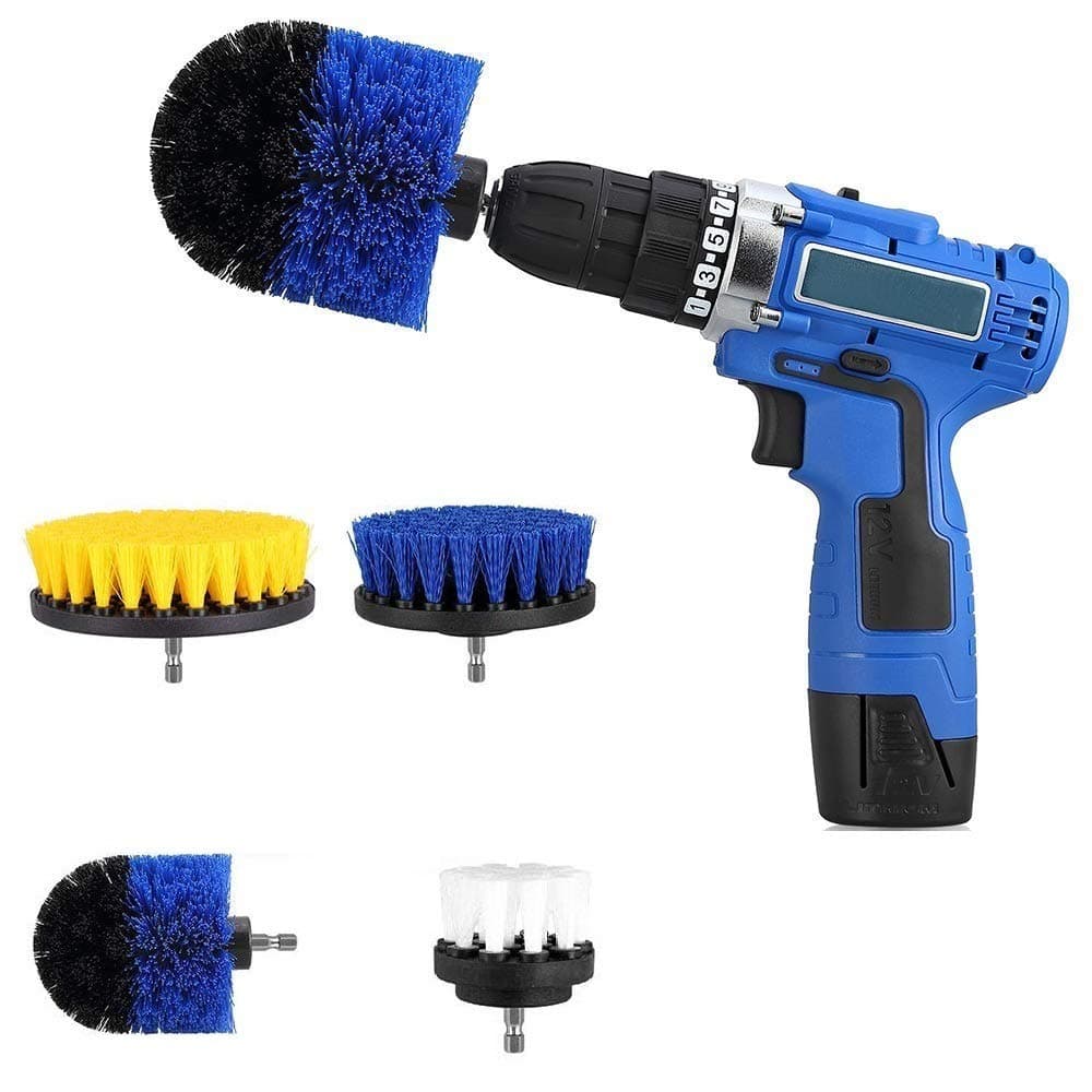 Drill Brush Set 4 Piece Power Scrubber Drill Brush Multifunction Cleaning Kit for Bathroom, Grout, Shower, Tub, Floor, Tile, Corners and Kitchen Surfaces