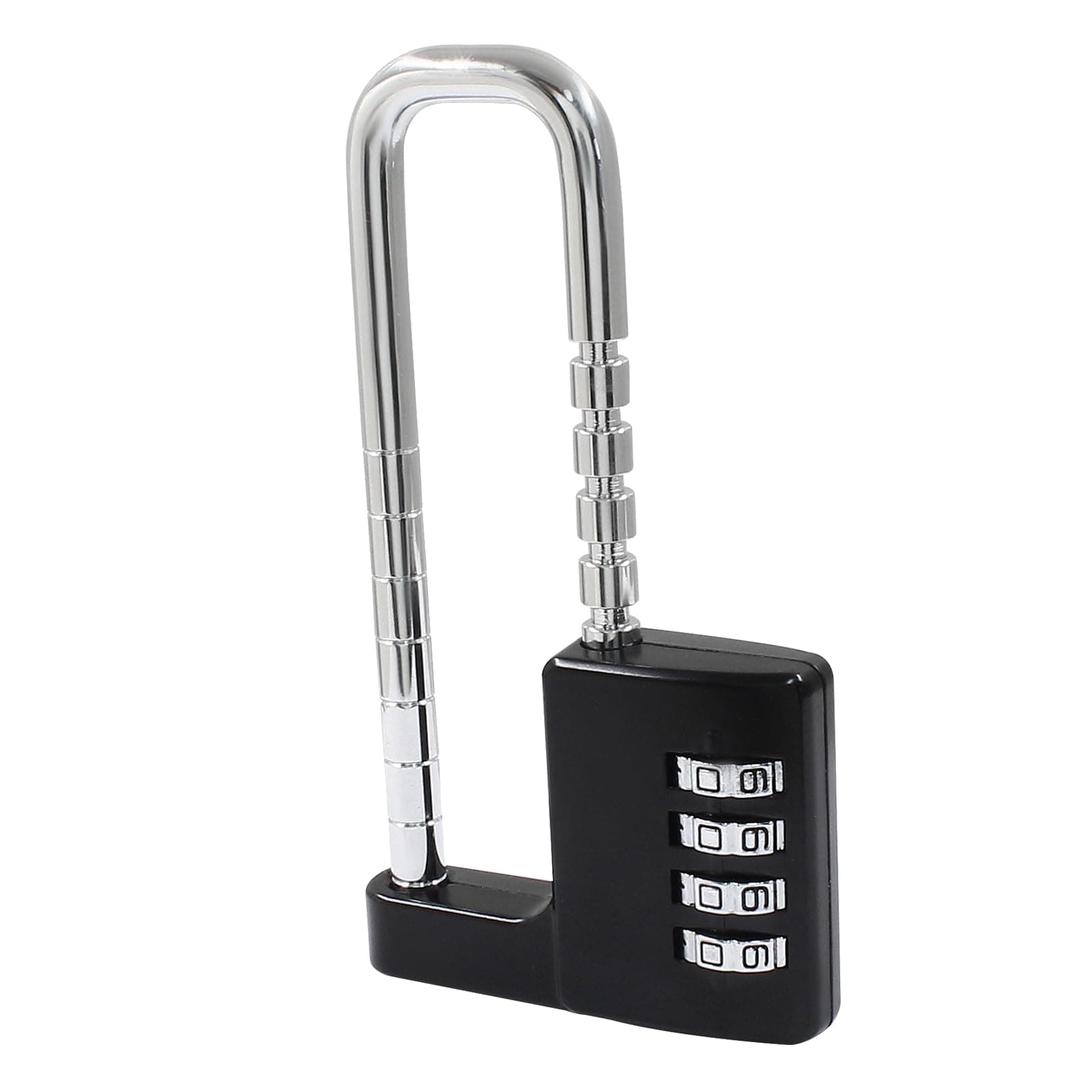 4 Digit Combination Lock, 4 Inch Long Shackle Combination Padlock Outdoor Waterproof Padlock for Gate, Gym Locker, School Locker, Fence(Black)