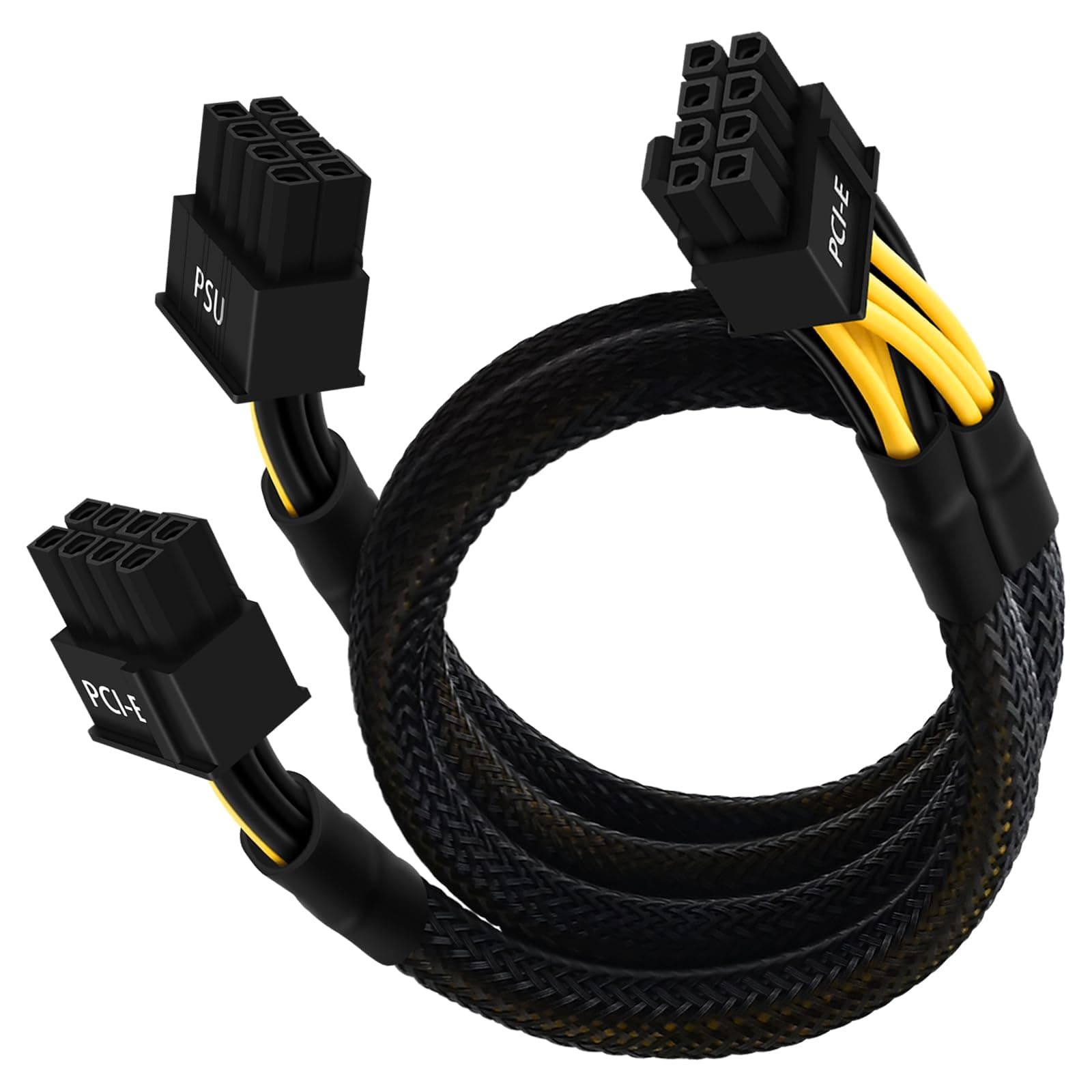 8 Pin PCIe Cable for EVGA Power Supply, PCIe 8 Pin Male to Dual (6+2) Male PCI Express Power Adapter Sleeved 25-inch+9-inch (63cm+23cm)