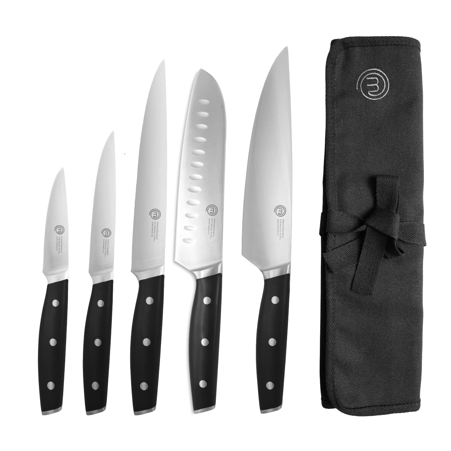 Chef Knife Set with Bag, Knife Roll Set with 5 Professional Quality Kitchen Knives for Precision Home Cooking, High Carbon Stainless Steel Blades & Triple Riveted Handles