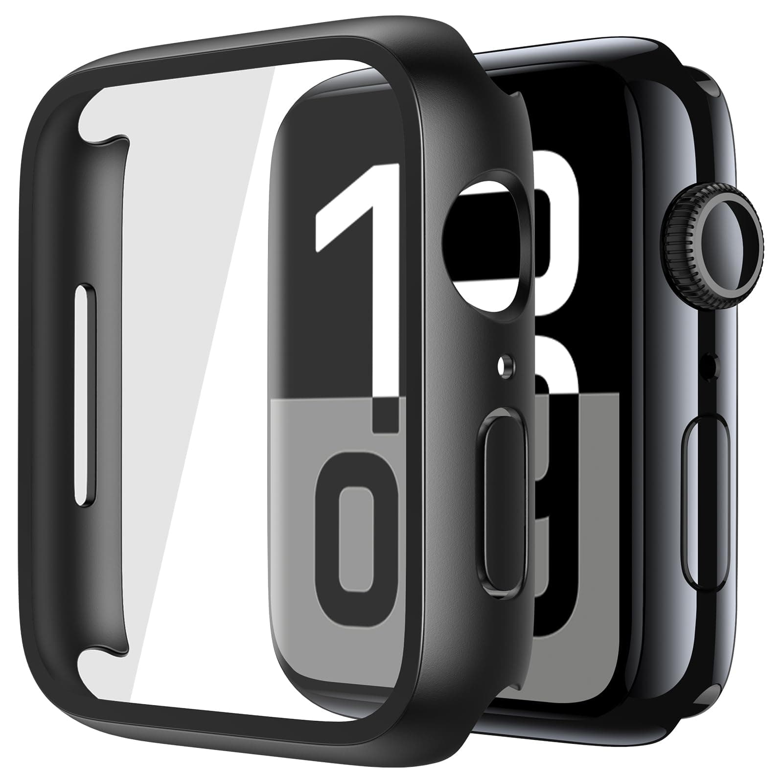 Misxi 2 Pack Tempered Glass Case Compatible for Apple Watch Series 10 46mm, Hard PC Screen Protector Overall Protection Ultra-Thin Lightweight Scratch-Resistant Cover for iWatch, Black