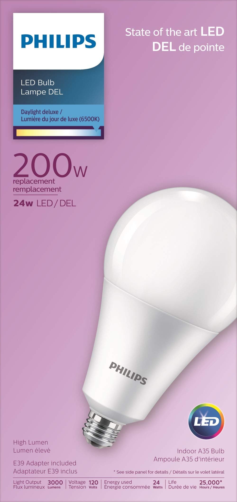 PHILIPS479295 24A35/LED/865/P/E26E39/ND 4/1FB Light Bulb, Day Light Delux