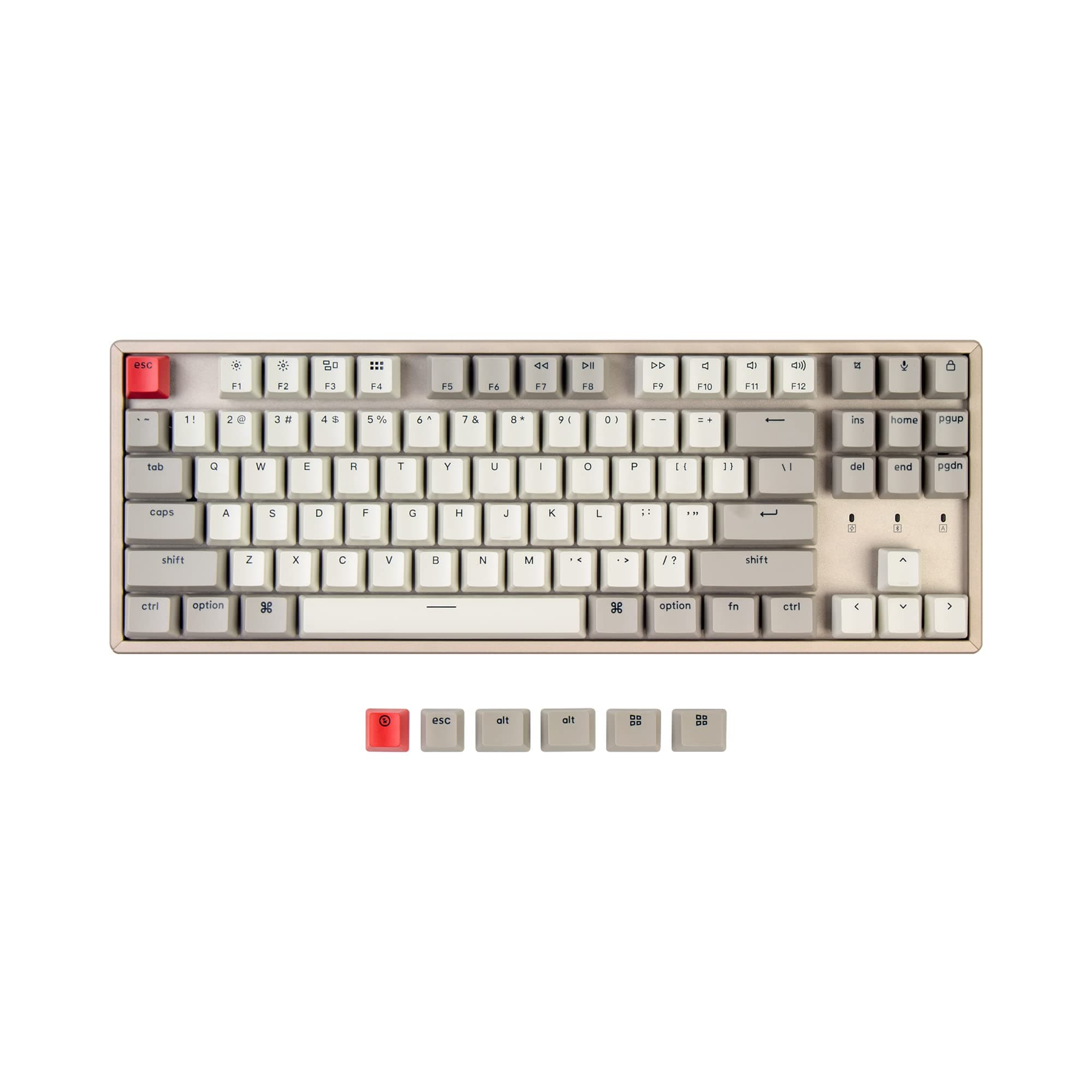 Keychron K8 87-Key Tenkeyless Layout Hot-Swappable Wireless Bluetooth Mechanical Keyboard for Mac Windows, Multitasking USB Wired Gaming Keyboard with Keychron Mechanical Red Switch Aluminum Frame