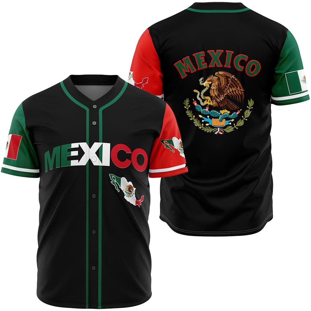 Men's Mexico Baseball Jersey, Eagle Mexico Baseball Button Down Jersey Shirts, Mexican Flag Baseball Jerseys Sports Shirt