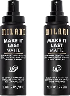 Setting Spray + Primer, Make It Last Matte- Oil Absorbing Charcoal Formula to Control Shine, Matte Finish Setting Spray for Makeup and Primer for Oily Skin, Prime +Correct + Set - 2 Pack