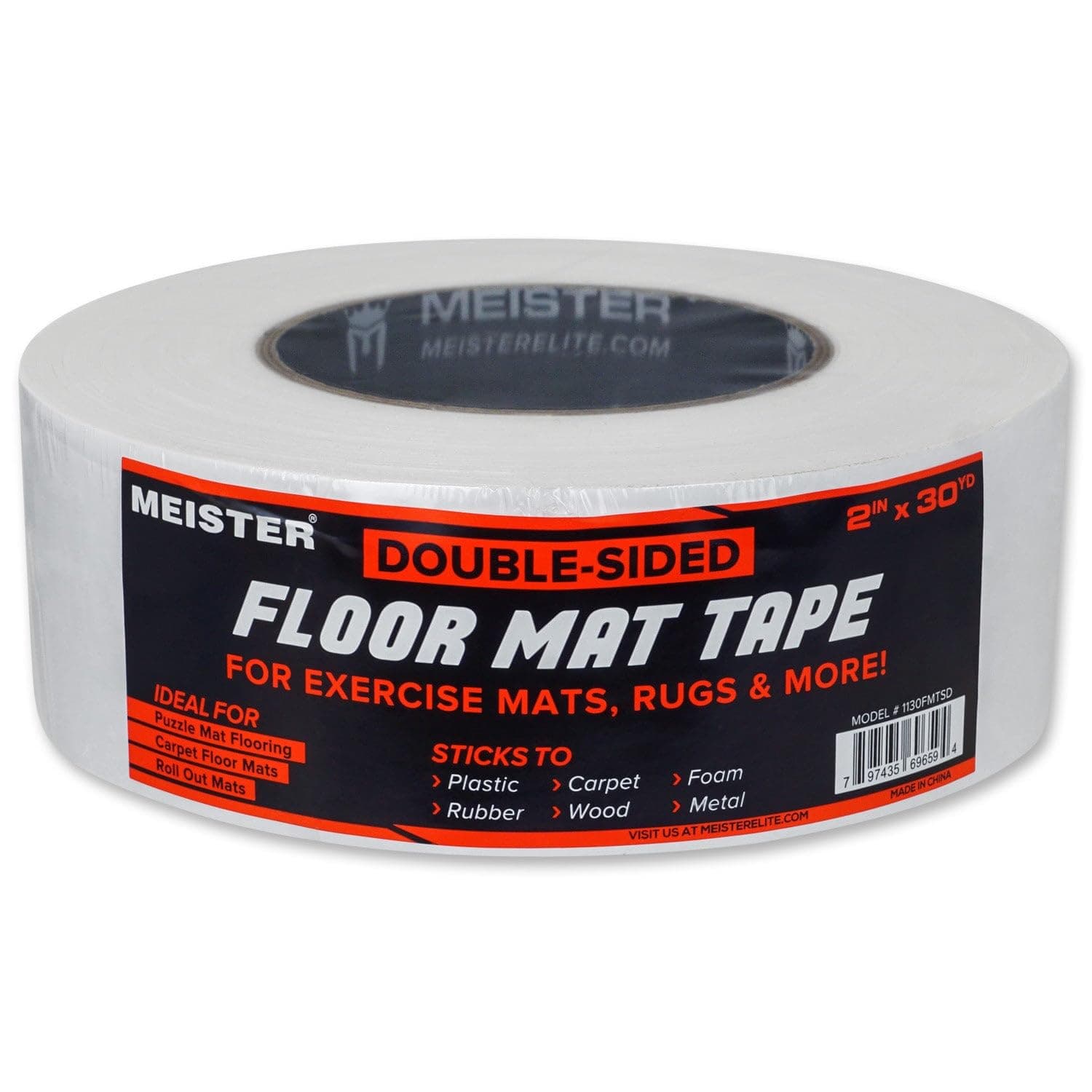Meister Double-Sided 2" Floor Mat Tape - Secures Exercise Mats & Rugs in Place