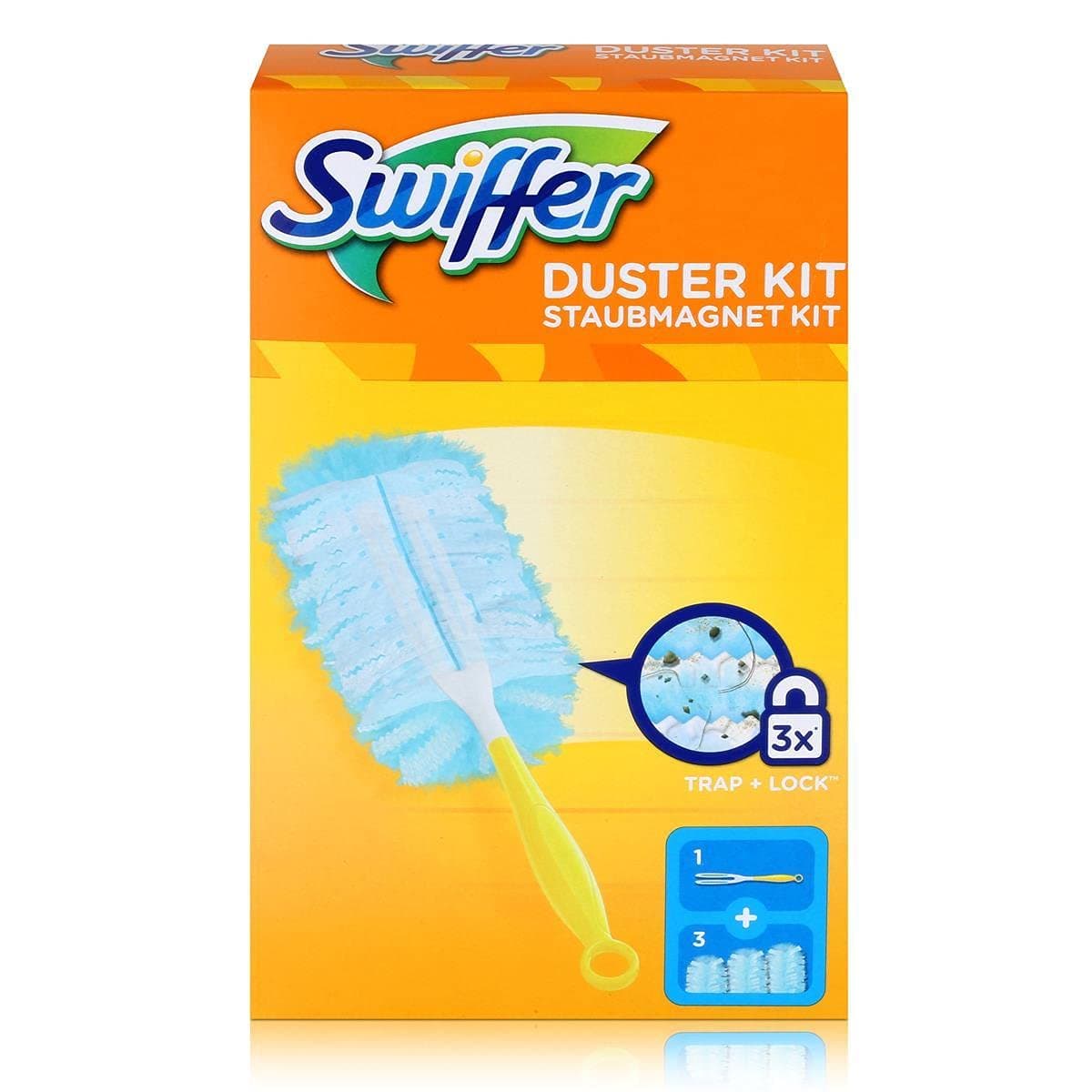 Swiffer Microfibre dust Cleaner Set, 1 Handle and 3 Replacement Pads (Pack of 1x1 Piece)