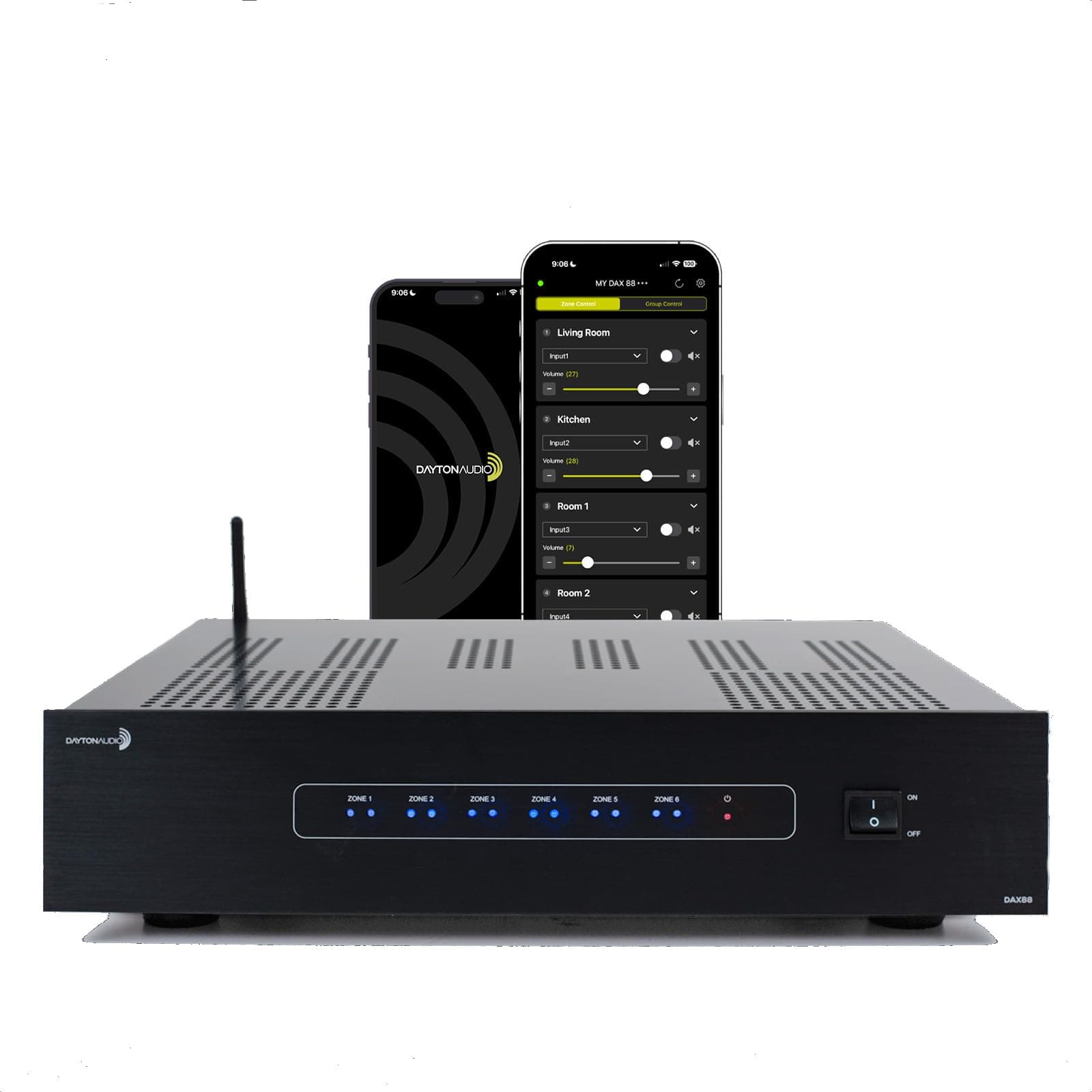 Dayton Audio DAX88 8-Source 8-Zone Bridgeable Distributed Audio Matrix Amplifier with Integrated Wi-fi and Mobile App - 75 WPC at 8 Ohms, 180 WPC at 8 Ohms Bridged - 5 Year Warranty