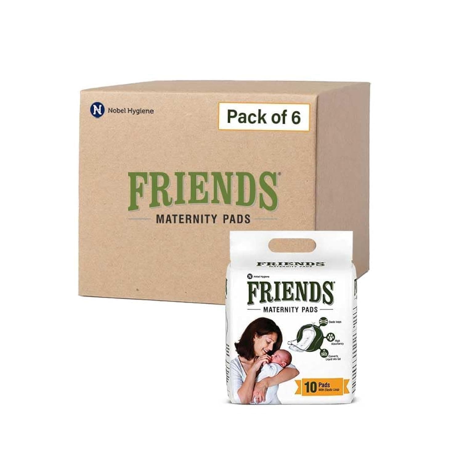 Disposable Maternity Pads with Elastic Loop for Post Pregnancy Bleeding - 60 Pcs