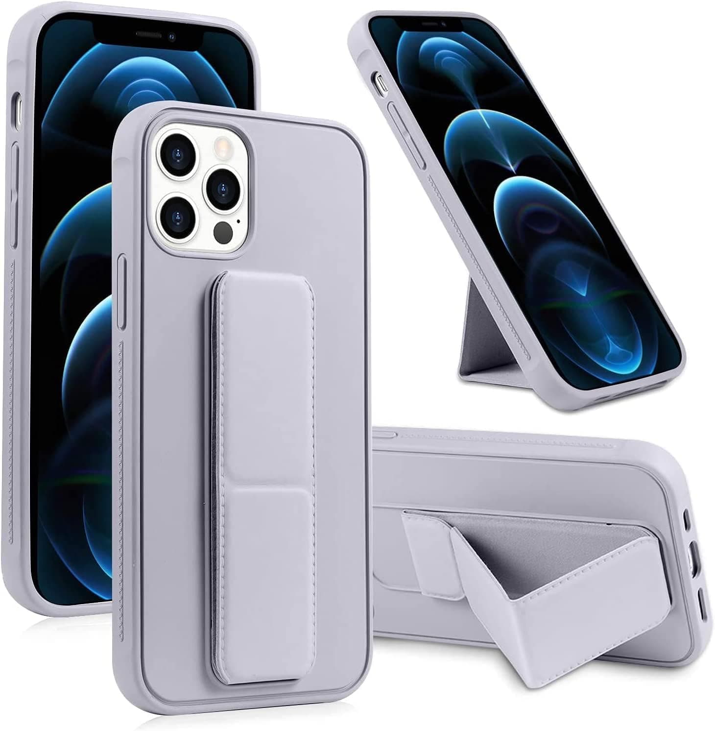 Zubitech Case for Iphone 15 Pro Back Stand Case Magnetic Car Holder Soft Silicone Case Horizontal and Vertical Kickstand Cover Wrist Strap Full protection Case for iPhone 15 Pro (iPhone 15 Pro, Grey)