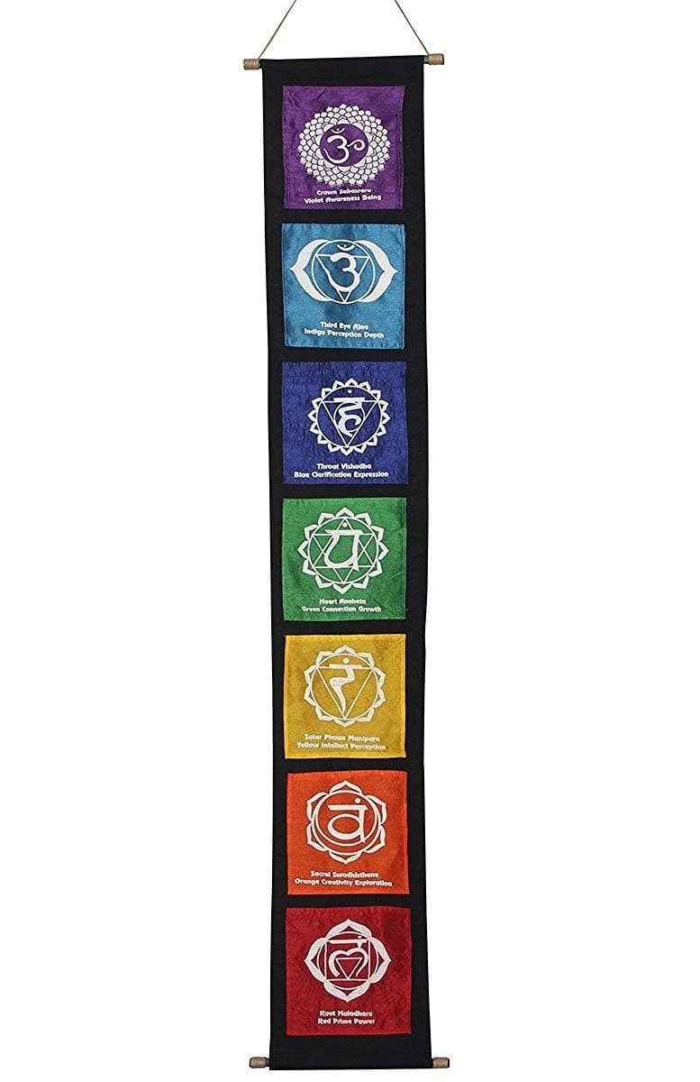 DharmaObjects Multi Cotton 7 Chakras Signs Banner Wall Decor Wall Hanging (Chakra 2)