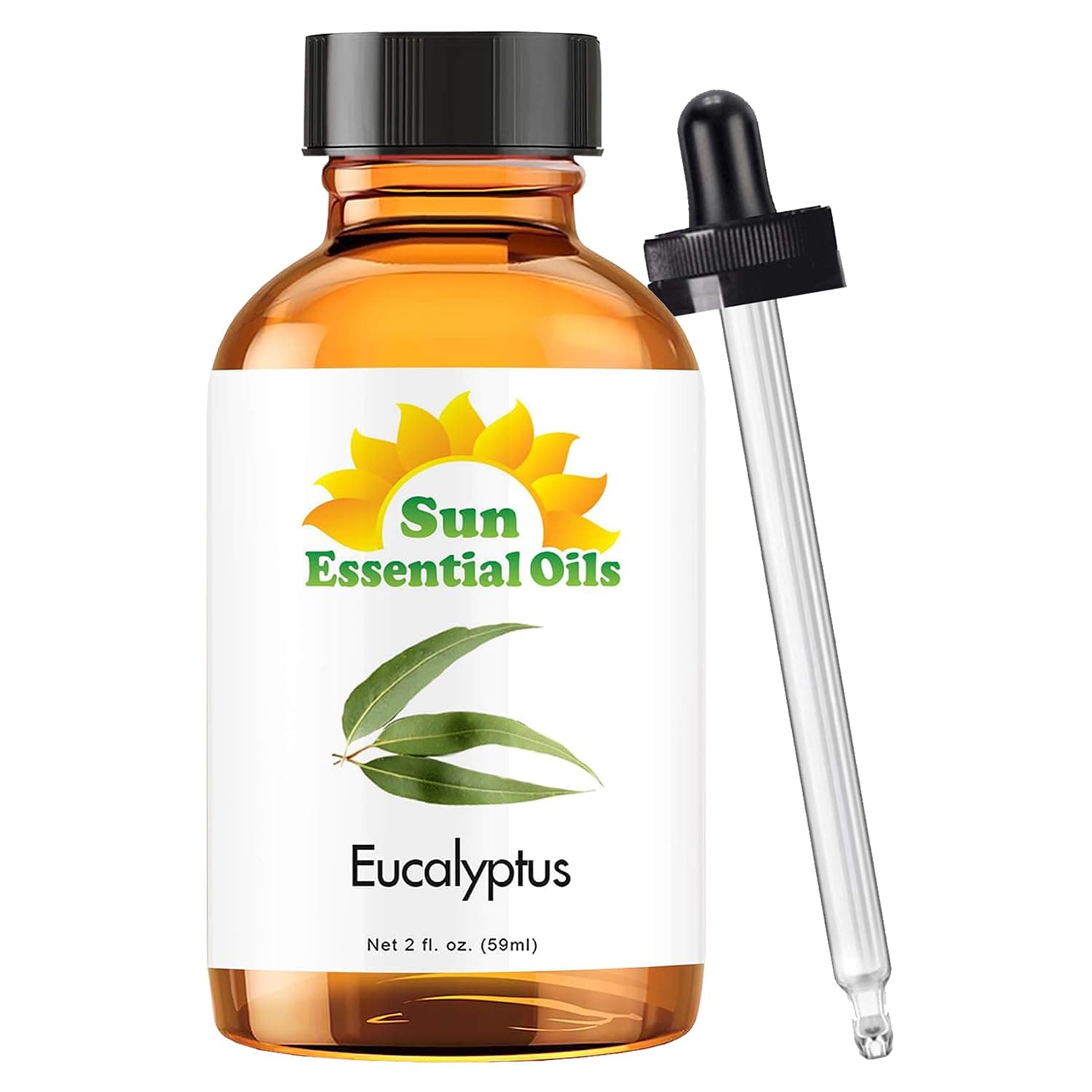Sun Essentials Oils - 2 oz Eucalyptus Essential Oil with Dropper for Diffuser, Skin, Aromatherapy Massage, Humidifier, Scent for Candle, Lotion & Soap Making at Home, Fragrance for Room