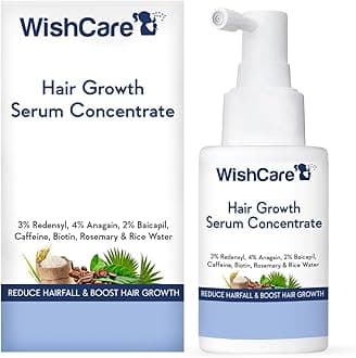 – WishCare Hair Growth Serum Concentrate | Redensyl, Anagain, Baicapil, Rosemary, Caffeine, Biotin & Rice Water | Controls Hairfall & Boosts New Growth | In-Vivo Tested | For Men & Women | 30ml
