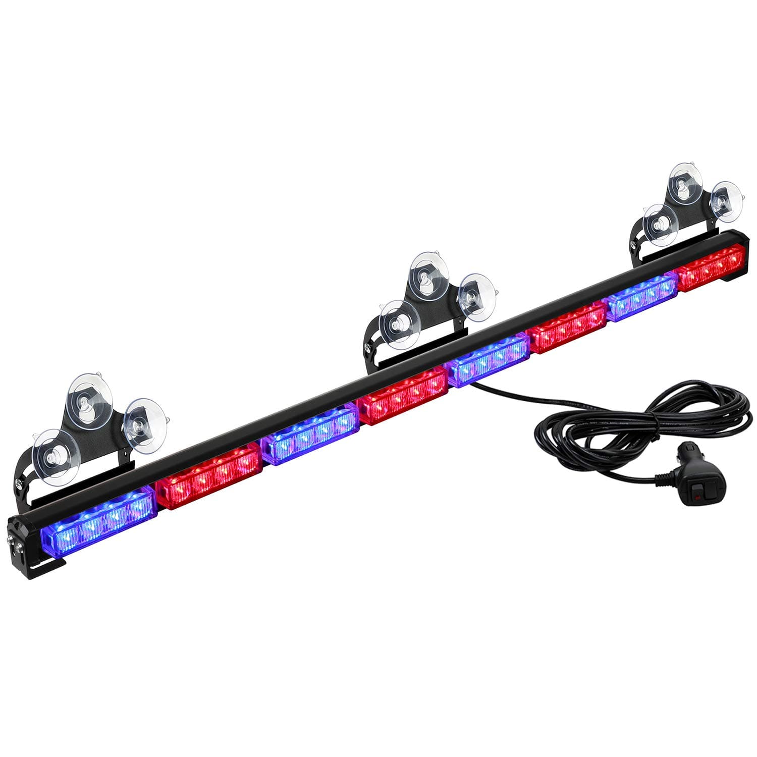 ASPL36" 32LED Traffic Advisor Light Bar Warning Emergency Strobe Light Bar Directional Flashing Emergency Caution Lighting Led Safety Lights With 16 ft Straight Cord (Red/Blue)